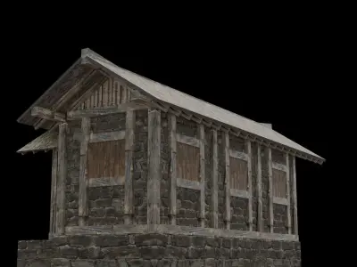 medieval house low poly old city house Low-poly 3D model