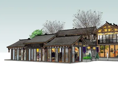 Sihe House with Chinese characteristics Low-poly 3D model
