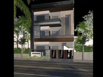 Modern 3D Exterior Design Size 35 ft X 70 ft 3D model