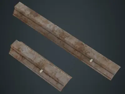 Fluorescent Bulb 1D Low-poly 3D model