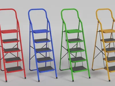 Foldable Ladder Multicolor Low-poly 3D model