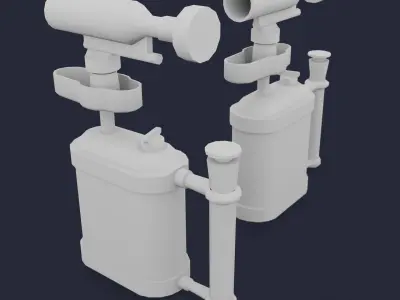 Blowtorch two gas cylinders Low-poly 3D model