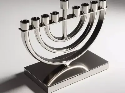 Modern Silver Hanukkah Menorah 3D print model