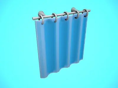 WINDOW CURTAIN DIFFERENT TEXTURES CARTOON STYLIZED Low-poly 3D model