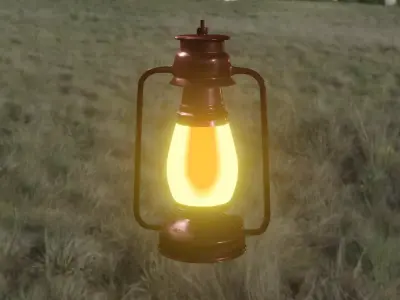 Low poly lamp in middle of field Free low-poly 3D model