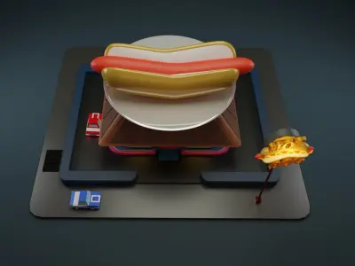 Hotdog cafe restaurant 3D  3D model