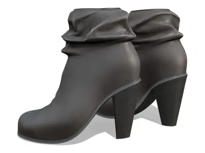 Wrinkled Sci-fi Black Ankle Boots Low-poly 3D model