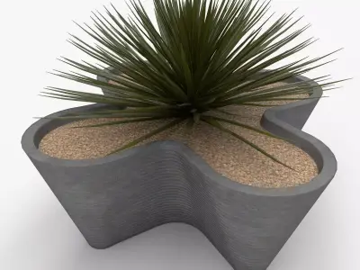 Planter with Yucca Low-poly 3D model