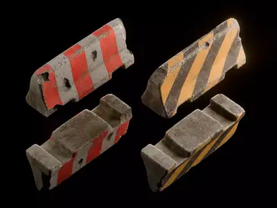 Weathered Concrete Barriers Free low-poly 3D model