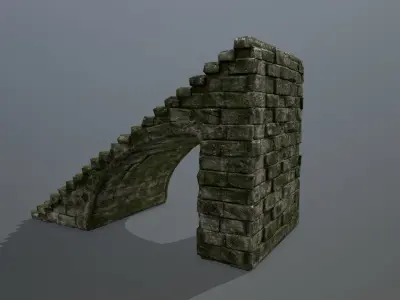 stairs stone wall Low-poly 3D model