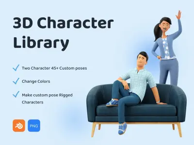 Cartoon Man and Woman Rigged 3D model