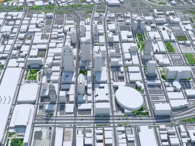 Kansas Downtown Missouri USA Low-poly 3D model