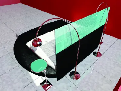 Contemporary Bed with side tables FREE Free 3D model