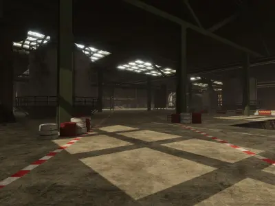 Industrial Indoor Cart Racing Track Low-poly 3D model