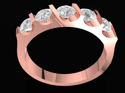Luxury Round Diamond Half Eternity Ring 49 3D print model