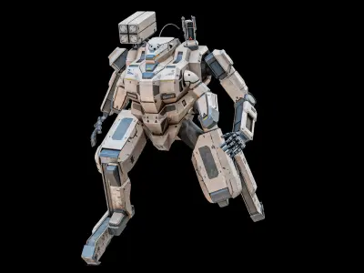  Rigged Sci-Fi Combat Mech Exoskeleton With 4 Skins PBR Package 