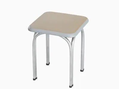 Silver Steel Stool 03 3D model