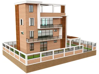 Modern Brick House 2 3D model