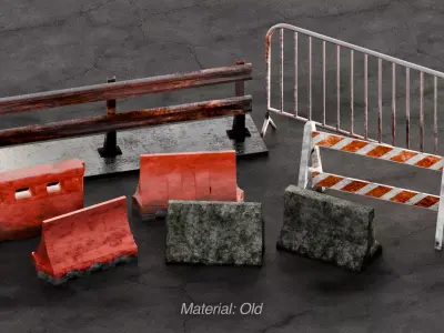 Traffic GameReady Barriers Pack Low-poly 3D model