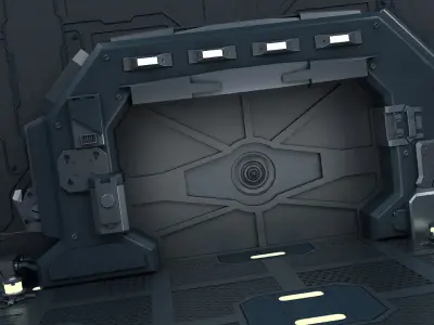 Sci-Fi Gate Door airlock futuristic portal cargo corridor  3D model