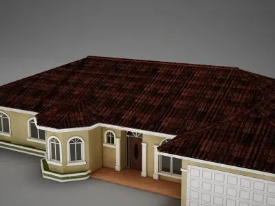 Red Latin Hacienda Modern Villa 3D model 3D model