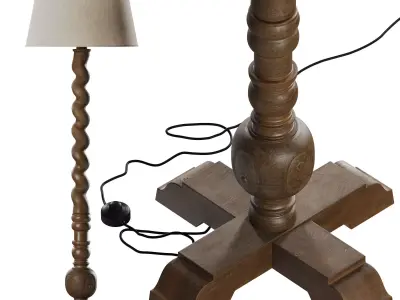 French Twisted Wood Floor Lamp 3D model