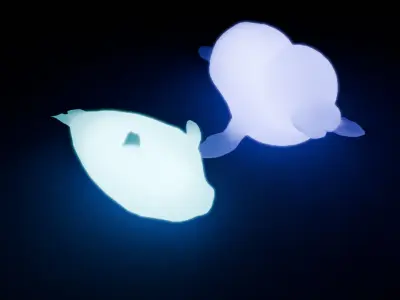 Indirect lighting of a parent and child seal 3D model