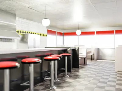 Waffle House with Parking Lot 3D model