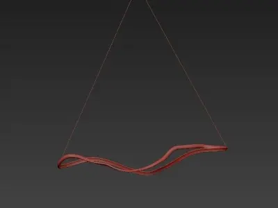 Sculptural metal sculpture with wavy shape hanging from it 3D model