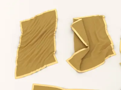 Towel Collection 4 pieces of tan cloth 3D model