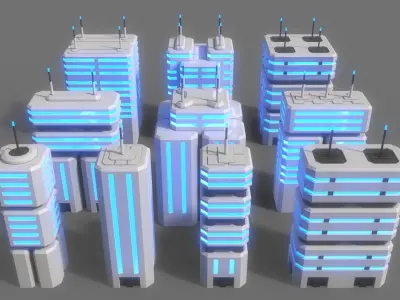 PBR Sci-Fi Building A 31-40 3D Model Pack
