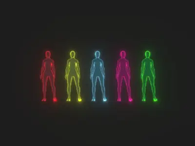 Animated Human Hologram Male and Female 28 Animations 3D Model Pack