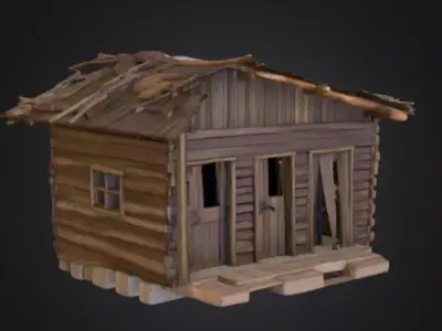 Humble Wooden House Low-poly 3D model