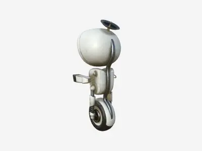 Wheel Robot H01 White Dust - SciFi Character Design Low-poly 3D model