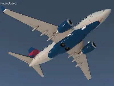 Delta Air Lines Boeing 737 with Cockpit and Cabin 3D model