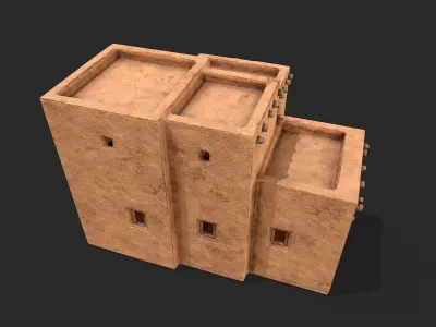 Clay Desert Egypt Village House 8 Low-poly 3D model