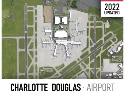 Charlotte Douglas Airport Low-poly 3D model