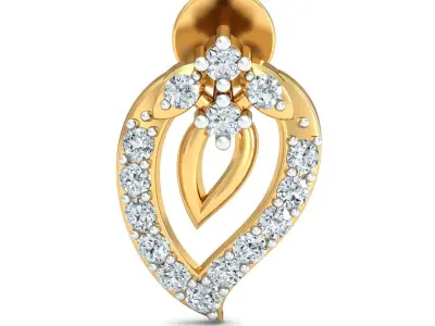 Yellow gold diamond earring-P2 E-20 3D print model