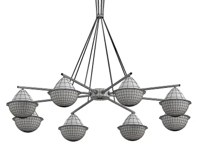 chartres chandelier with nine lights in brass and glass 3D model
