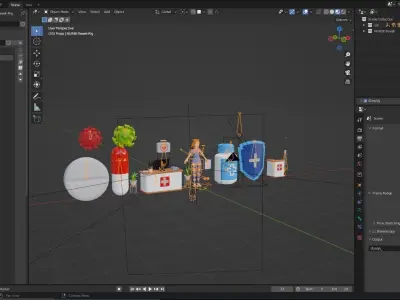 Nurse Cartoon Female Character Illustration 3D model