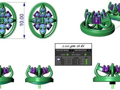 Light wt Pendant Earrings Set 3dm stl obj mtl gltf glb renders  3D print model