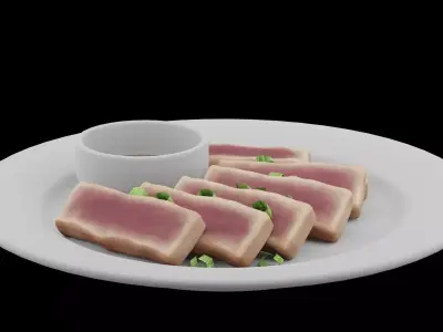 Steam Tuna Slices Low-poly 3D model
