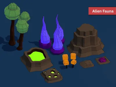 Sci-Fi Base Pack - Stylized Low poly 3D Models Low-poly 3D model
