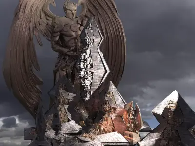 Anubis Gods City Floating Pyramids Kit bash  3D model