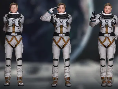 Elite Space Explorer Rigged Astronaut Model Low-poly 3D model