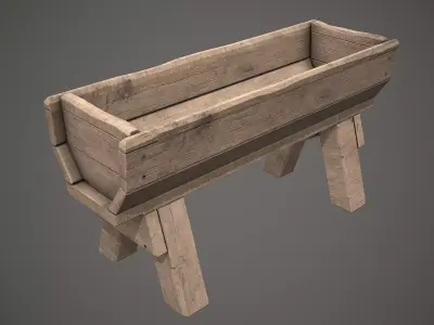 Old Wooden Trough PBR Low Poly Low-poly 3D model