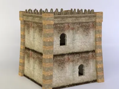 Building medieval tower Low-poly 3D model