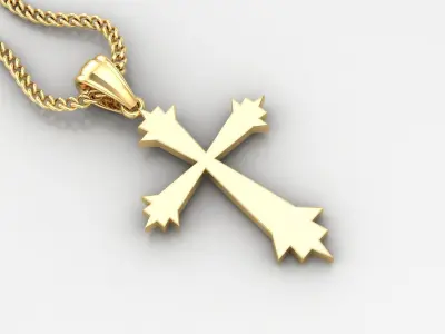Light Gold 18K Cross Pendant 1CP004 3D print model