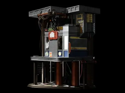 Sci Fi Cyberpunk Building Low-poly 3D model