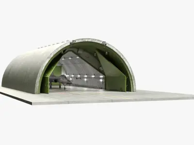  Hardened Aircraft Shelter with Fighter Jet Inside 